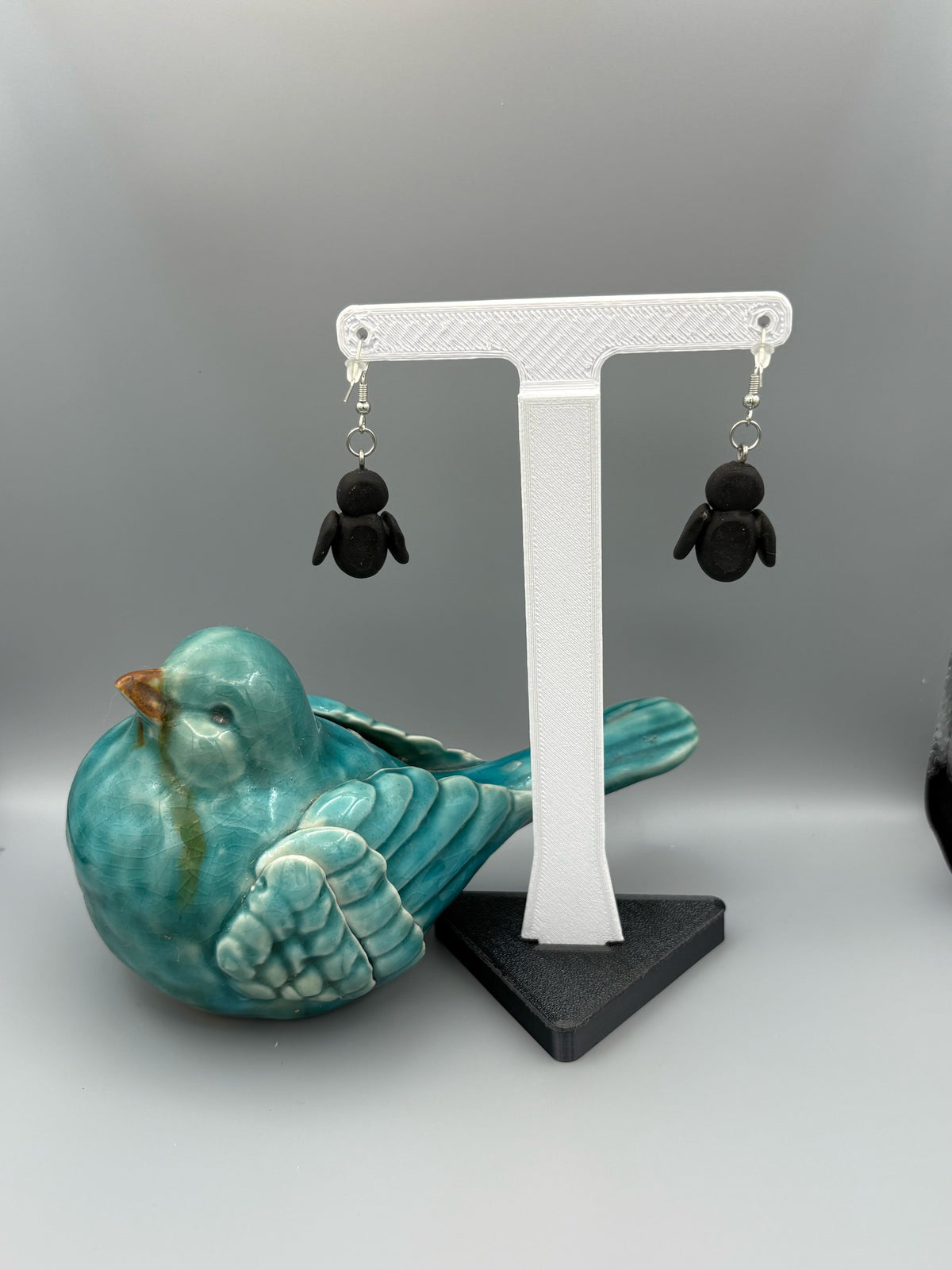Penguin Dangle Earrings - handcrafted polymer clay earrings by Lakeside Clay