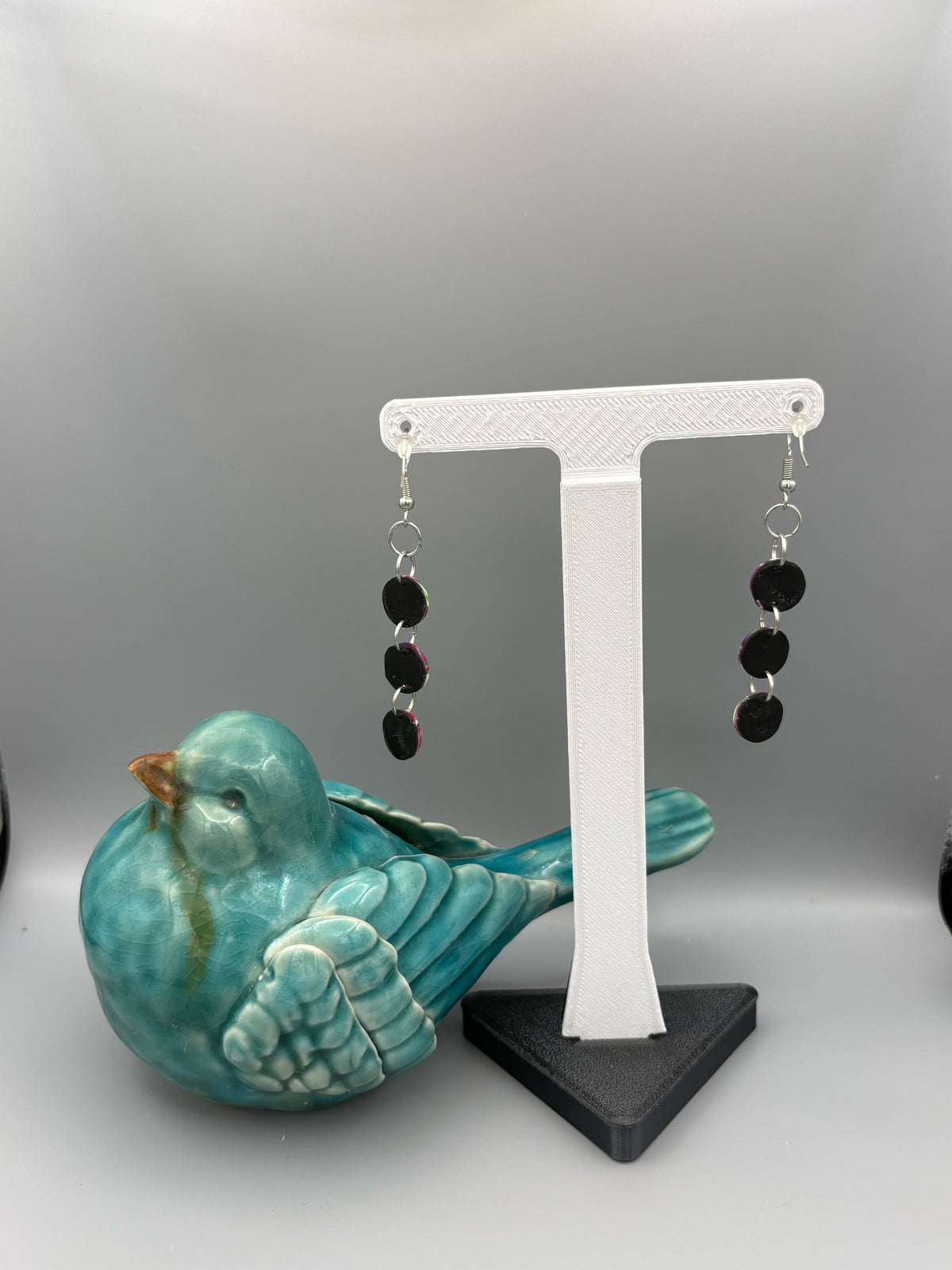 Retro Triple Circle Dangle Earrings - handcrafted polymer clay earrings by Lakeside Clay