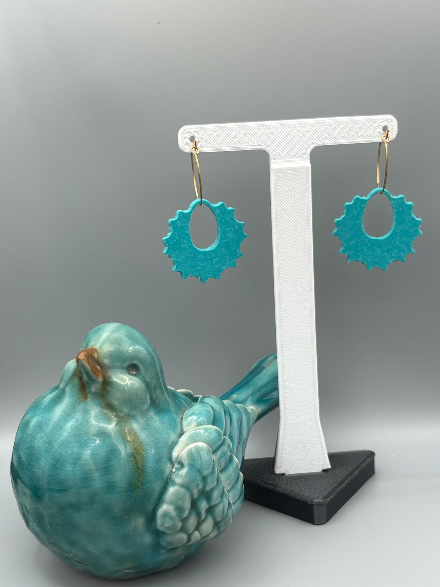 Teal Hoop Earrings - handcrafted polymer clay earrings by Lakeside Clay