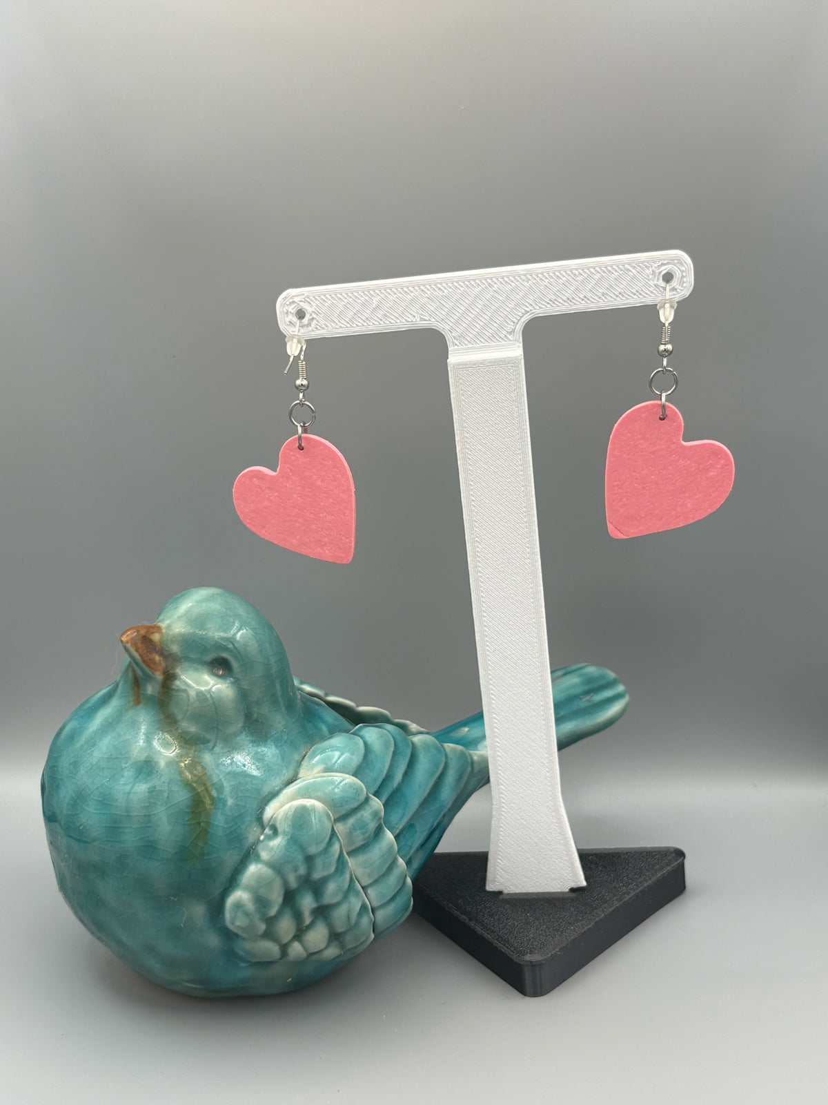 Sparkly Pink Ballet Heart Dangle Earrings - handcrafted polymer clay earrings by Lakeside Clay