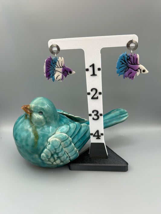Fighting Fish (Betta) Dangle Earrings - handcrafted polymer clay earrings by Lakeside Clay