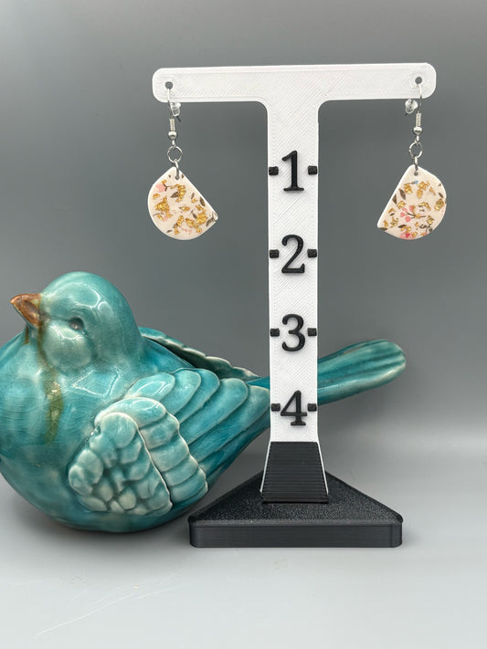 Boucles d'oreilles pendantes blush et feuille d'or