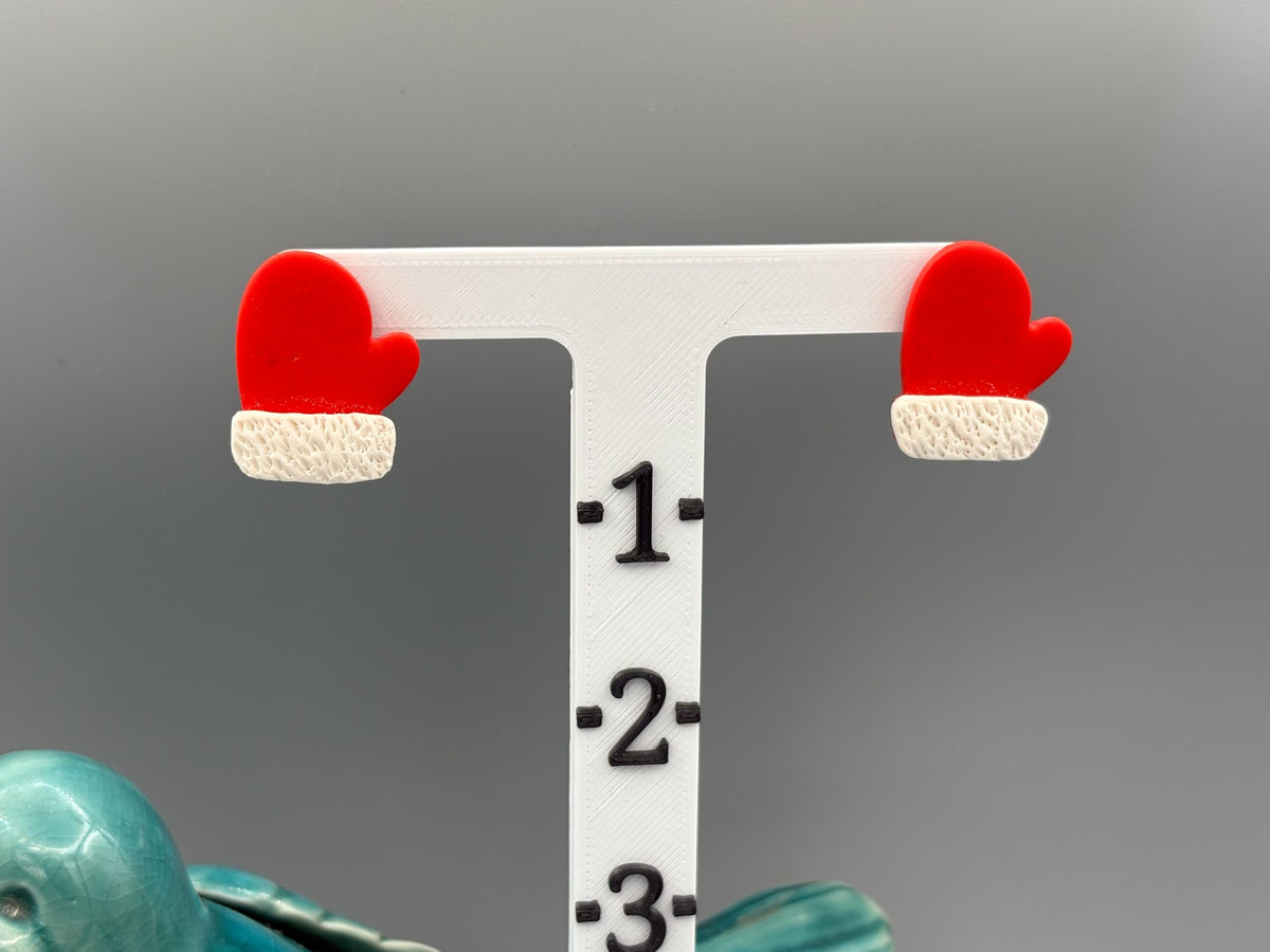 Christmas Mitten Stud Earrings - handcrafted polymer clay earrings by Lakeside Clay