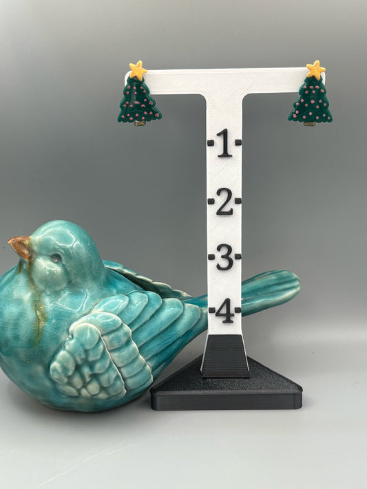 Christmas Tree Stud Earrings - handcrafted polymer clay earrings by Lakeside Clay