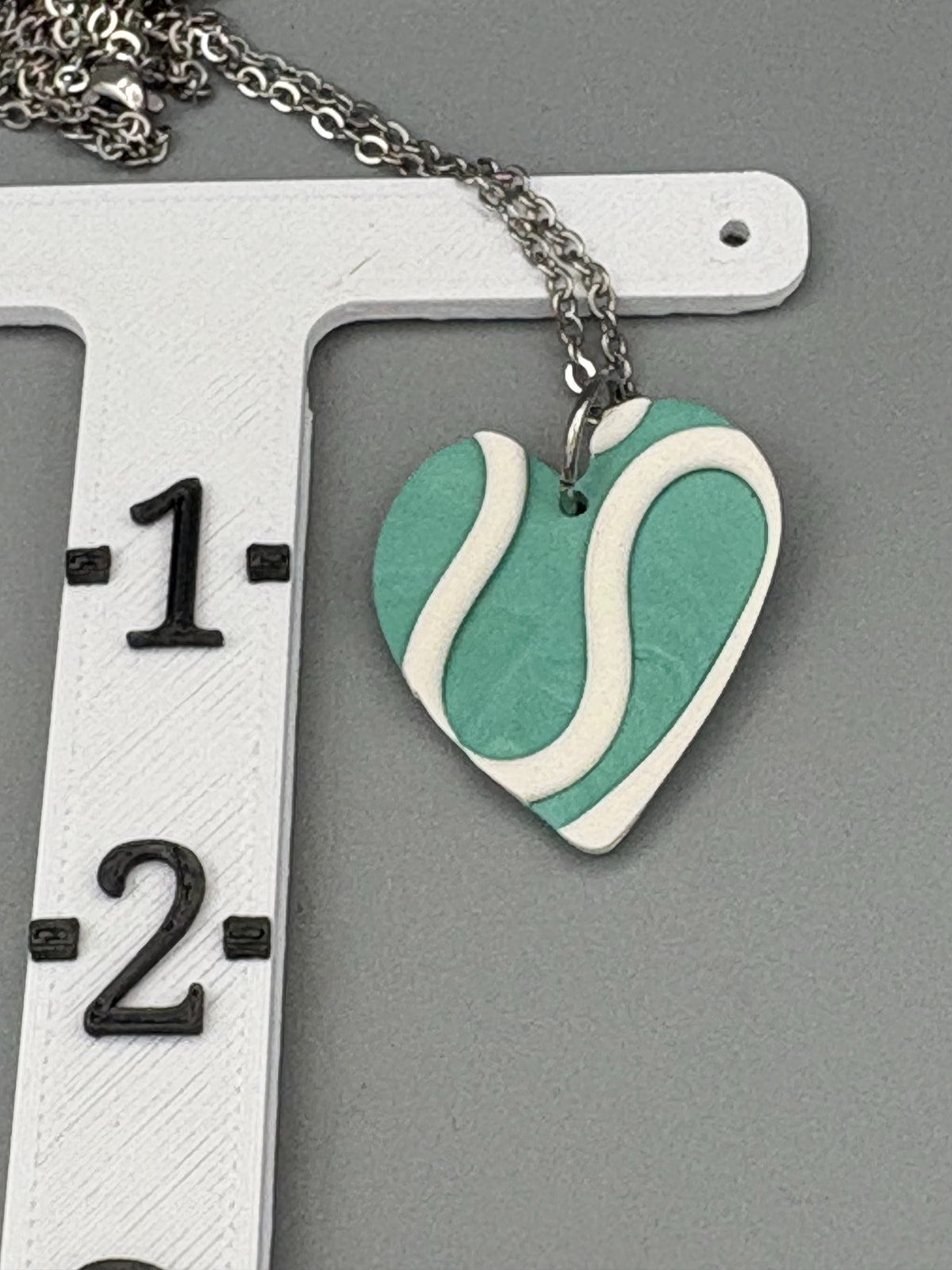 Sage & White Heart Necklace