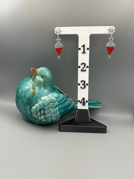 Boucles d'oreilles fioles de potion rouge