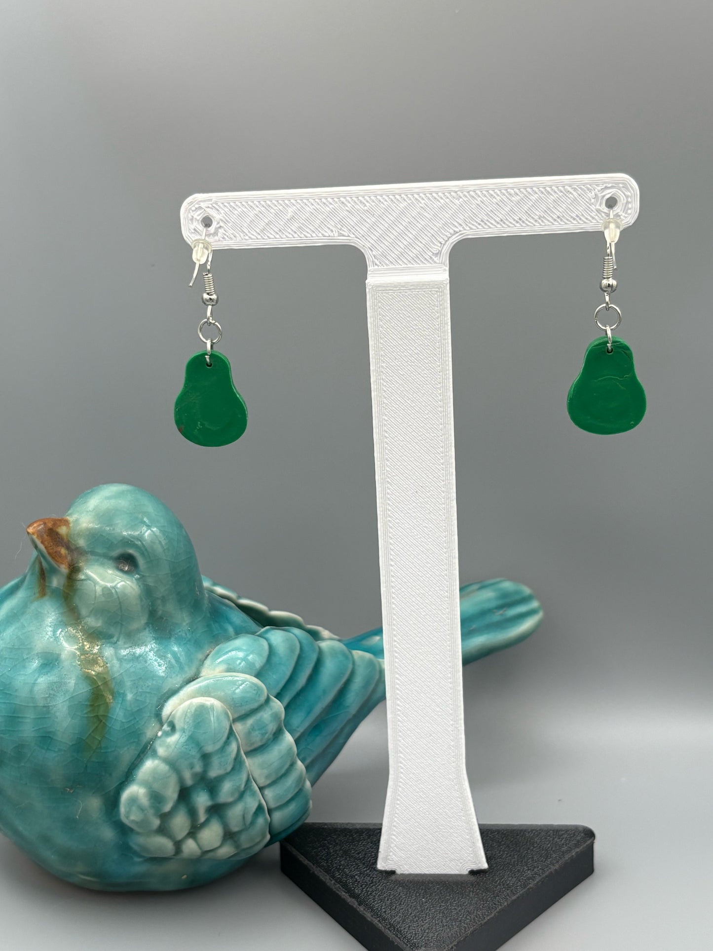 Avocado Dangle Earrings - handcrafted polymer clay earrings by Lakeside Clay