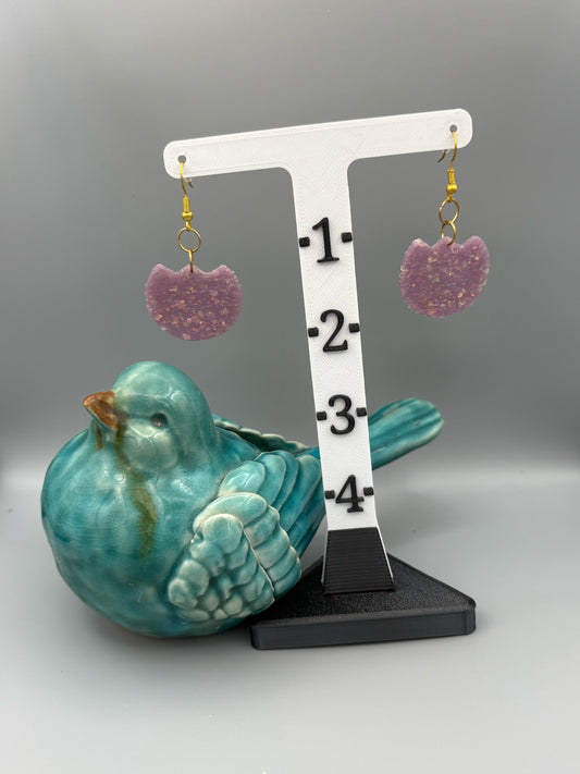 Purple Opalescent Tulip Dangle Earrings - handcrafted polymer clay earrings by Lakeside Clay