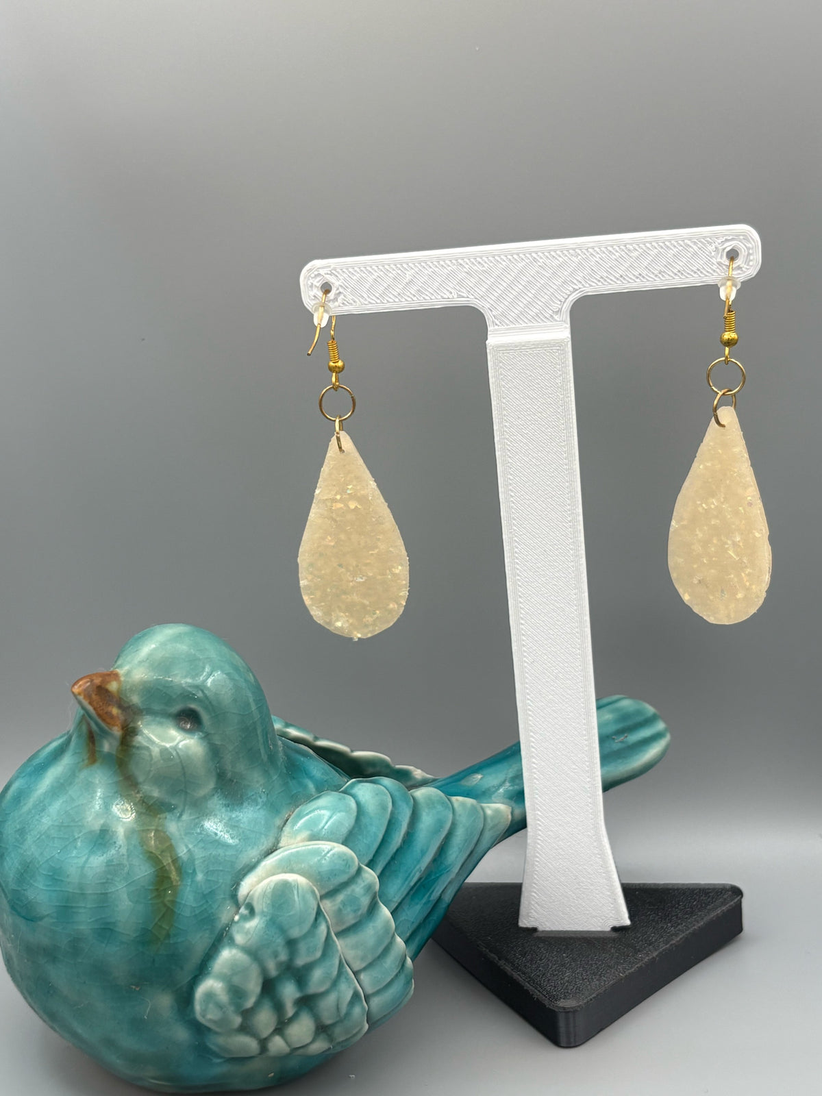 Opalescent Drop Dangle Earrings - handcrafted polymer clay earrings by Lakeside Clay