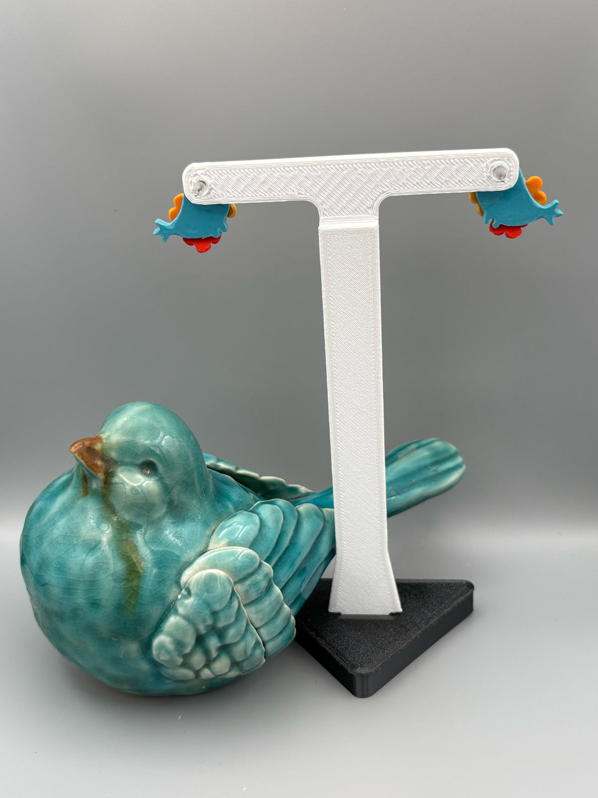 Blue Bird Flower Stud Earrings - handcrafted polymer clay earrings by Lakeside Clay