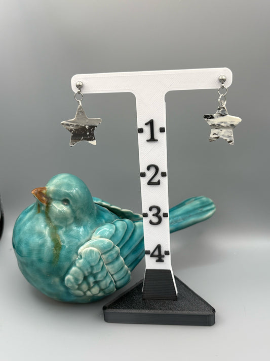 Snowstorm Stars Earrings - handcrafted polymer clay earrings by Lakeside Clay