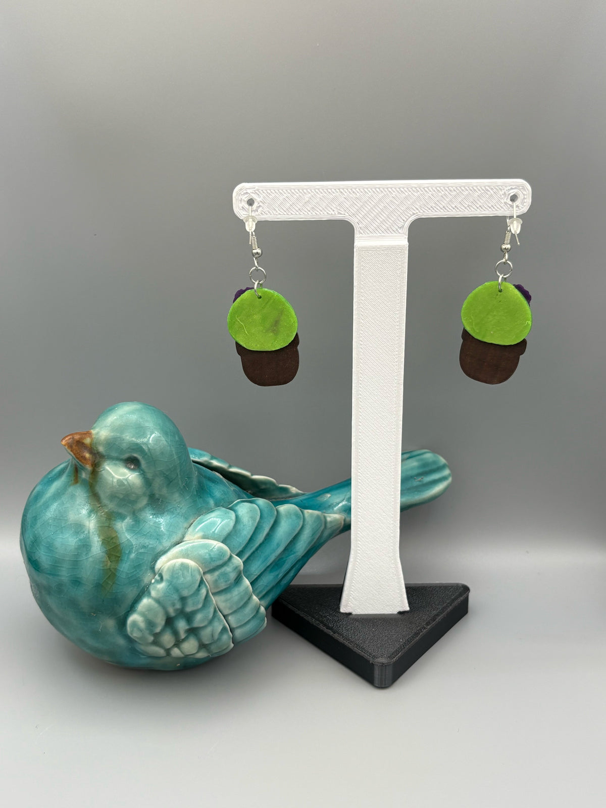 Ball Cacti Dangle Earrings - handcrafted polymer clay earrings by Lakeside Clay