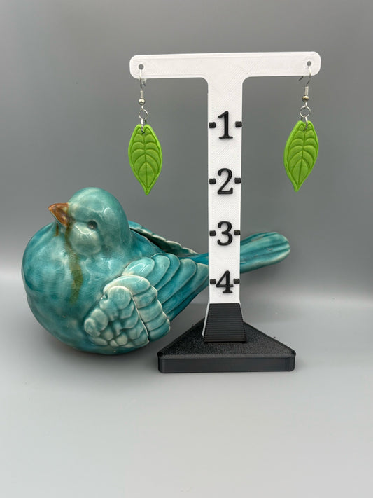 Tropical Leaf Dangle Earrings - handcrafted polymer clay earrings by Lakeside Clay