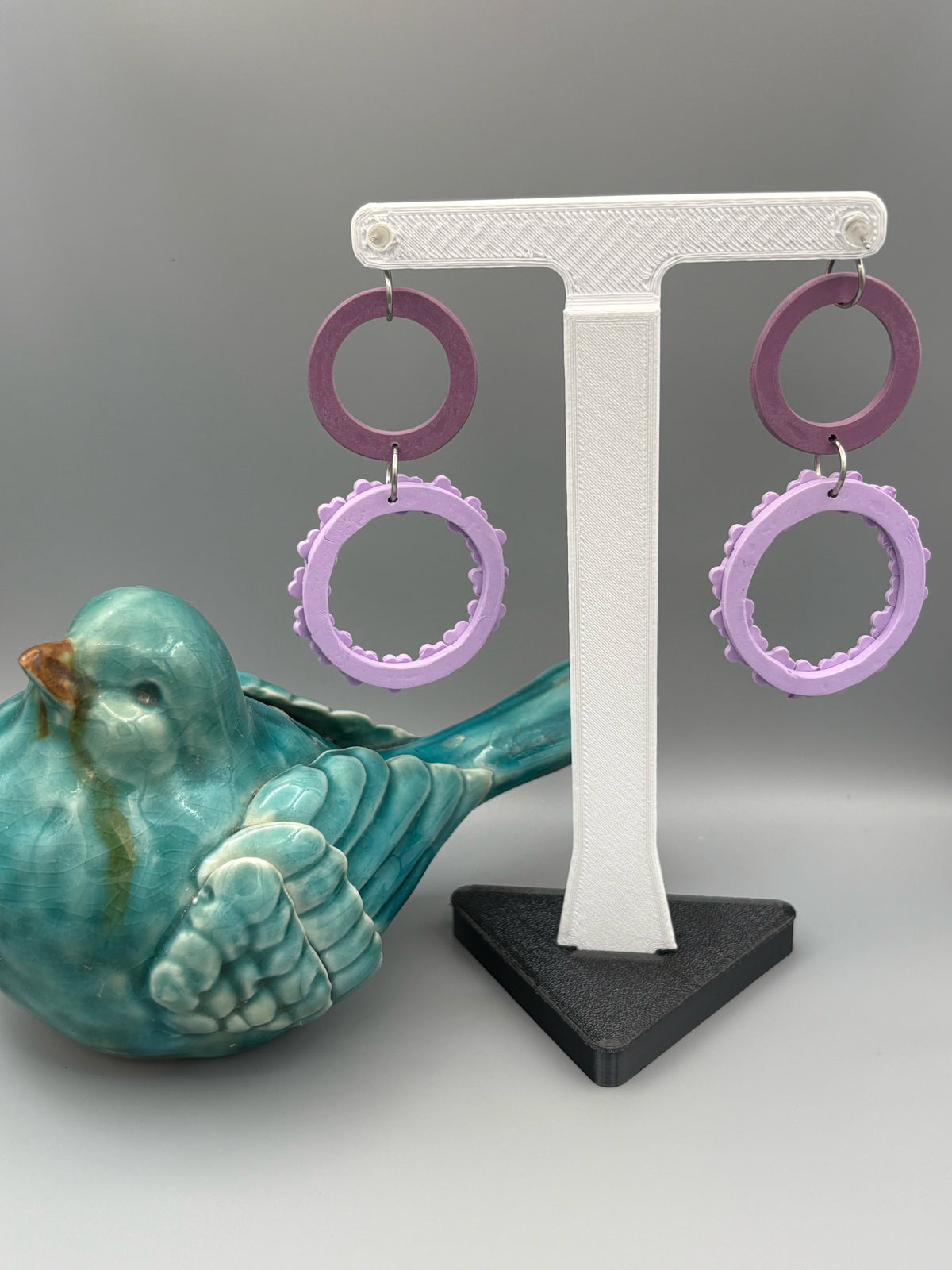 Blossom Circle Dangle Earrings - handcrafted polymer clay earrings by Lakeside Clay