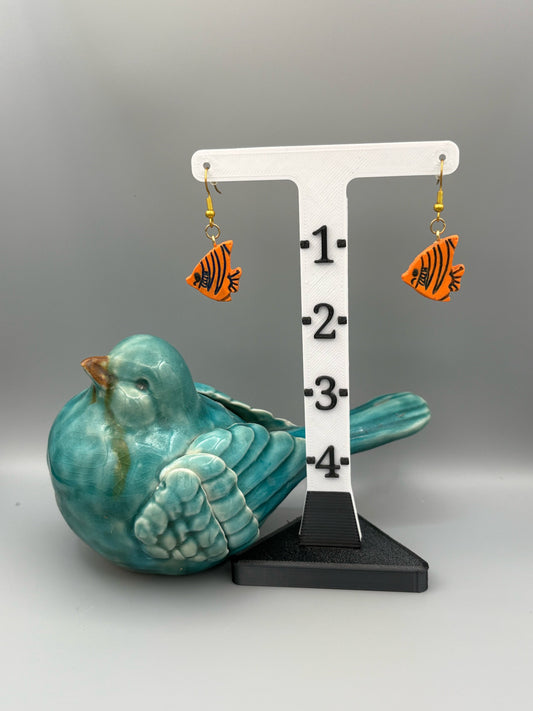 Orange Fish Dangle Earrings - handcrafted polymer clay earrings by Lakeside Clay