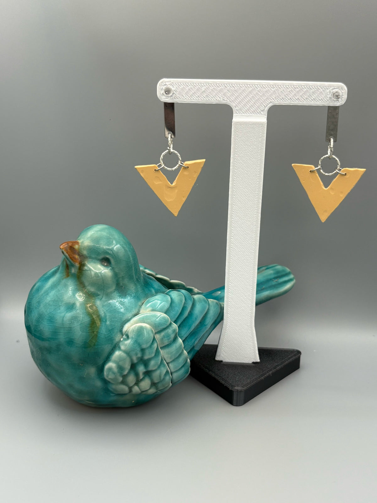 Flower Pattern V Dangle Earrings - handcrafted polymer clay earrings by Lakeside Clay