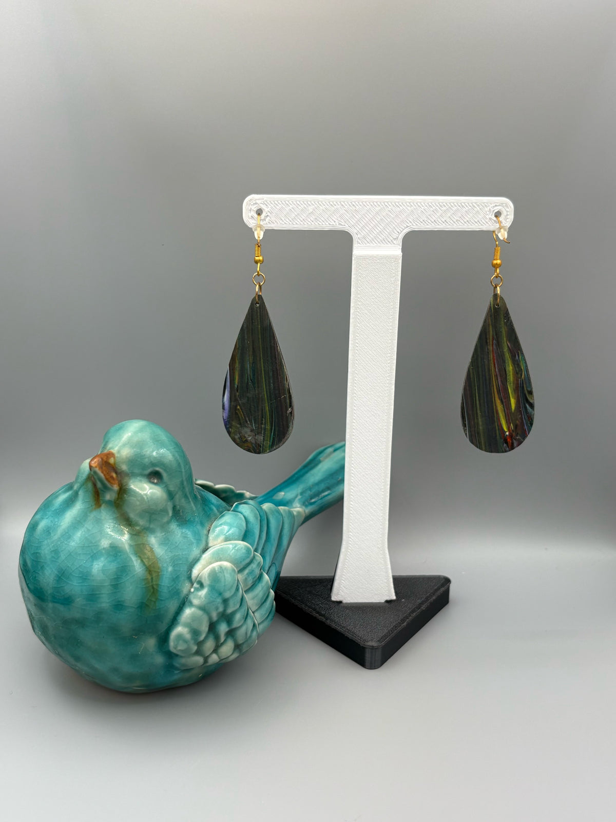 Kaleidoscope Drop Dangle Earrings - handcrafted polymer clay earrings by Lakeside Clay