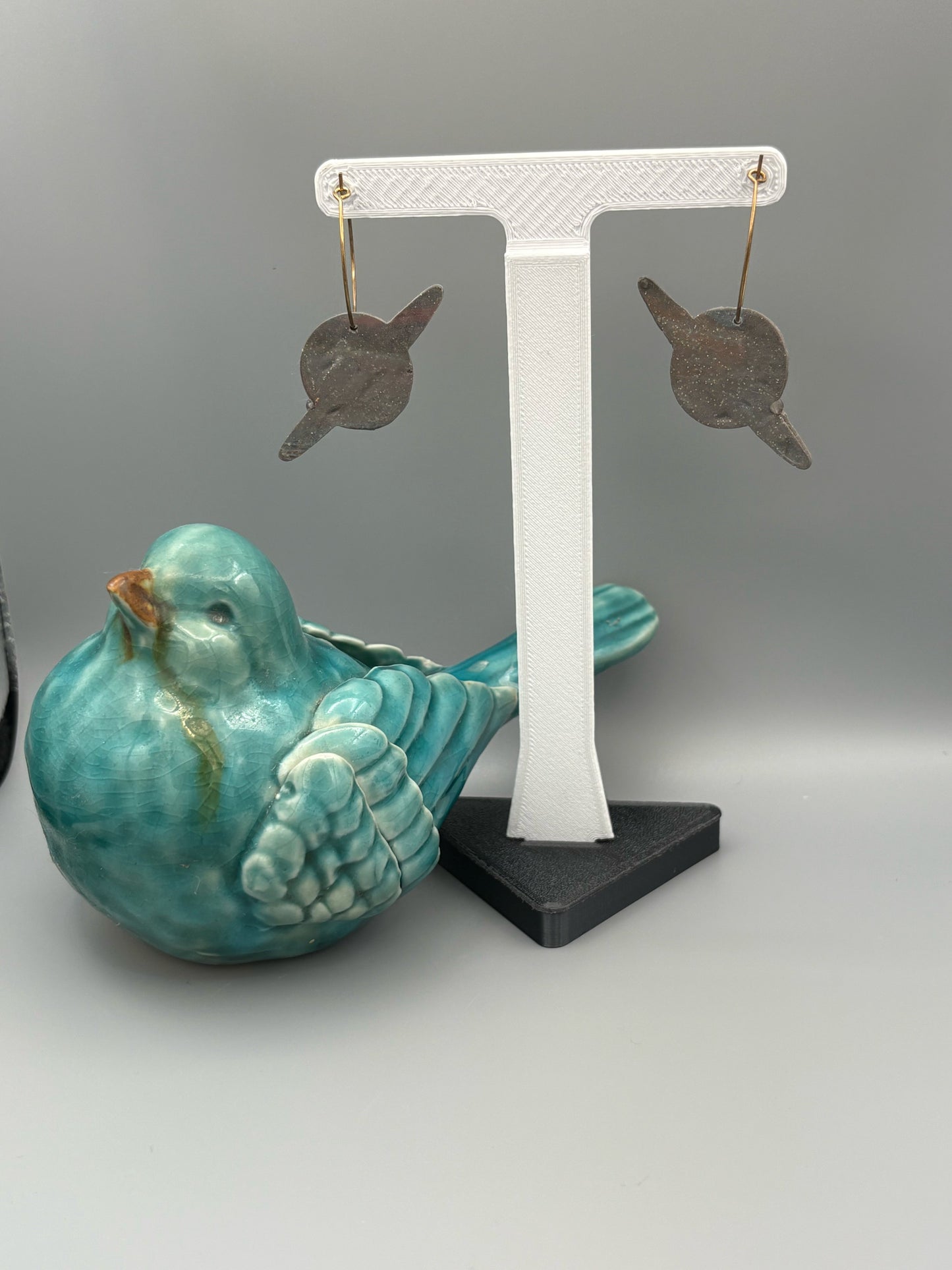Saturn Planet Hoop Earrings - handcrafted polymer clay earrings by Lakeside Clay