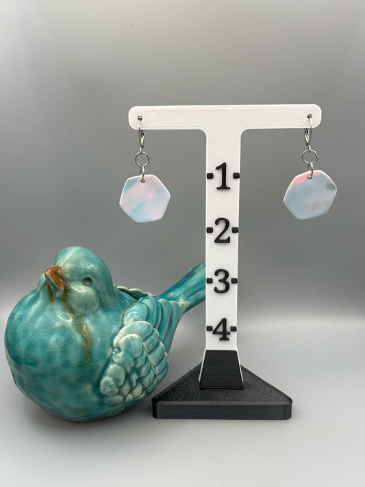 Marble Pastel Hexagon Dangle Earrings - handcrafted polymer clay earrings by Lakeside Clay