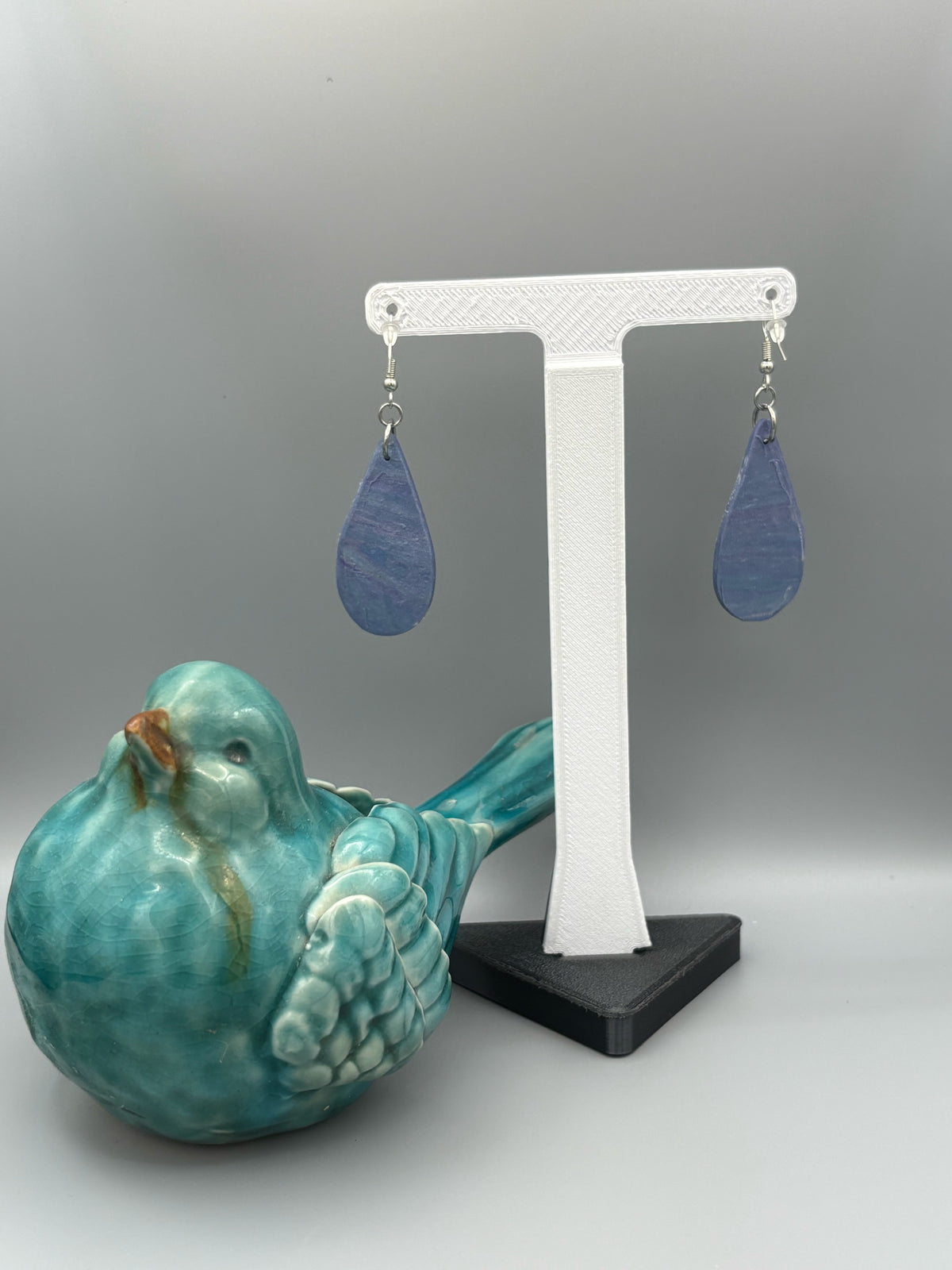 Blue Opal Twist Drop Dangle Earrings - handcrafted polymer clay earrings by Lakeside Clay