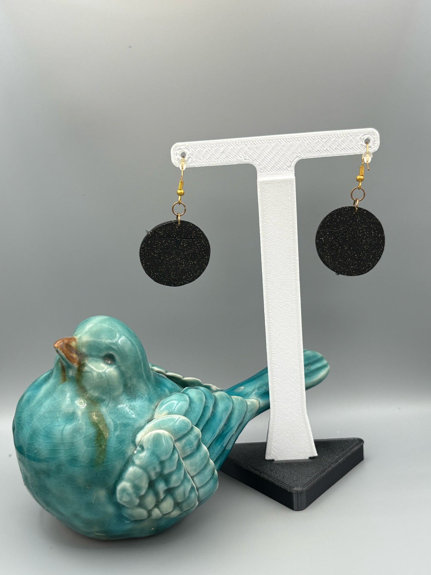 Night Sky Circle Dangle Earrings - handcrafted polymer clay earrings by Lakeside Clay