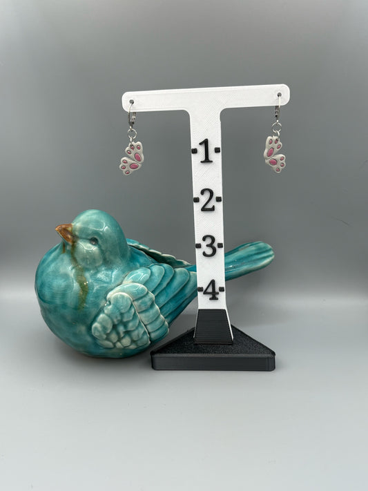 Grey Rabbit Feet Dangle Earrings - handcrafted polymer clay earrings by Lakeside Clay