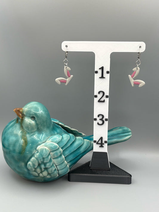 Grey Rabbit Ear Dangle Earrings - handcrafted polymer clay earrings by Lakeside Clay