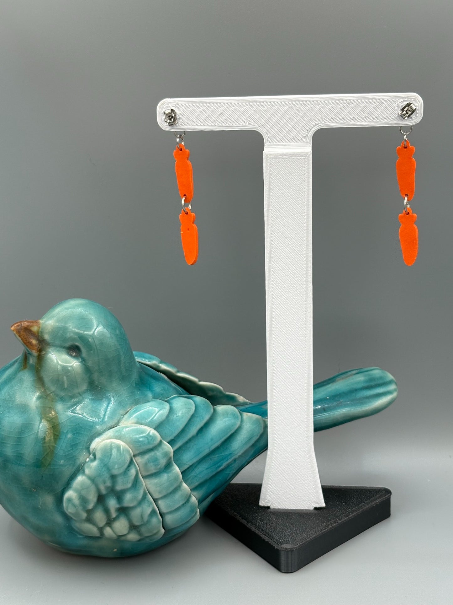 Double Carrot Dangle Earrings - handcrafted polymer clay earrings by Lakeside Clay