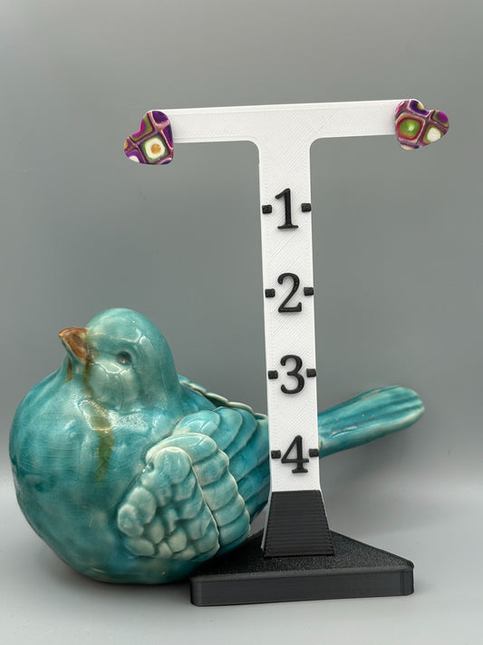 Retro Heart Stud Earrings - handcrafted polymer clay earrings by Lakeside Clay