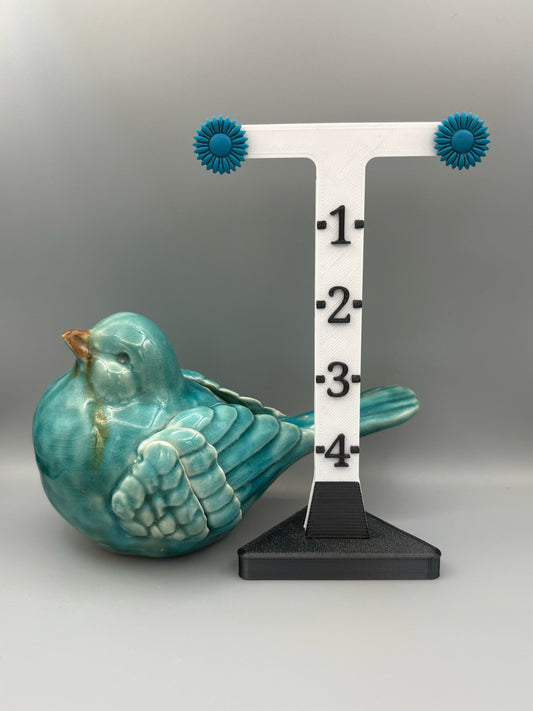 Teal Flower Stud Earrings - handcrafted polymer clay earrings by Lakeside Clay