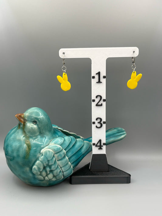 Yellow Bunny Head Dangle Earrings - handcrafted polymer clay earrings by Lakeside Clay