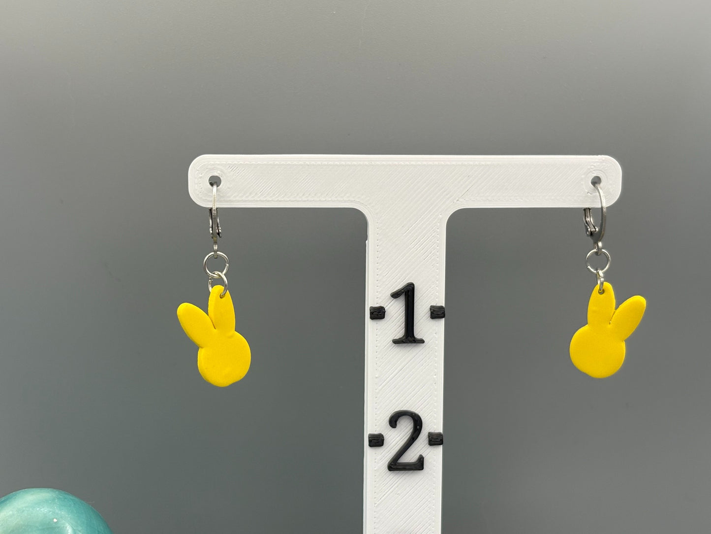 Yellow Bunny Head Dangle Earrings - handcrafted polymer clay earrings by Lakeside Clay