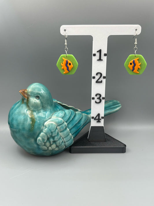 Orange Fish Dangle Earrings - handcrafted polymer clay earrings by Lakeside Clay