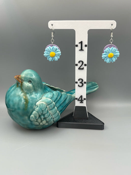 Blue Flowers Dangle Earrings - handcrafted polymer clay earrings by Lakeside Clay