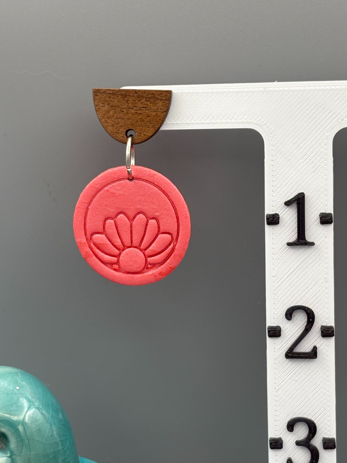 Pink Flower Dangle Earrings - handcrafted polymer clay earrings by Lakeside Clay