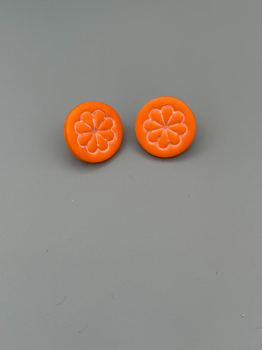 Orange Slice Stud Earrings - handcrafted polymer clay earrings by Lakeside Clay