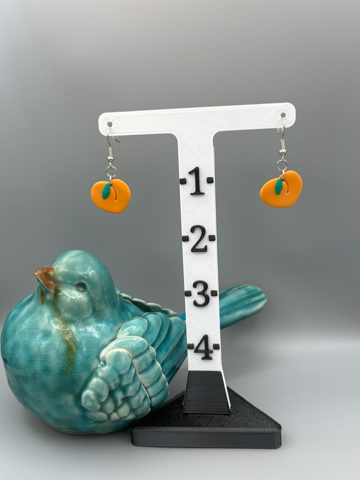 Peach Dangle Earrings - handcrafted polymer clay earrings by Lakeside Clay