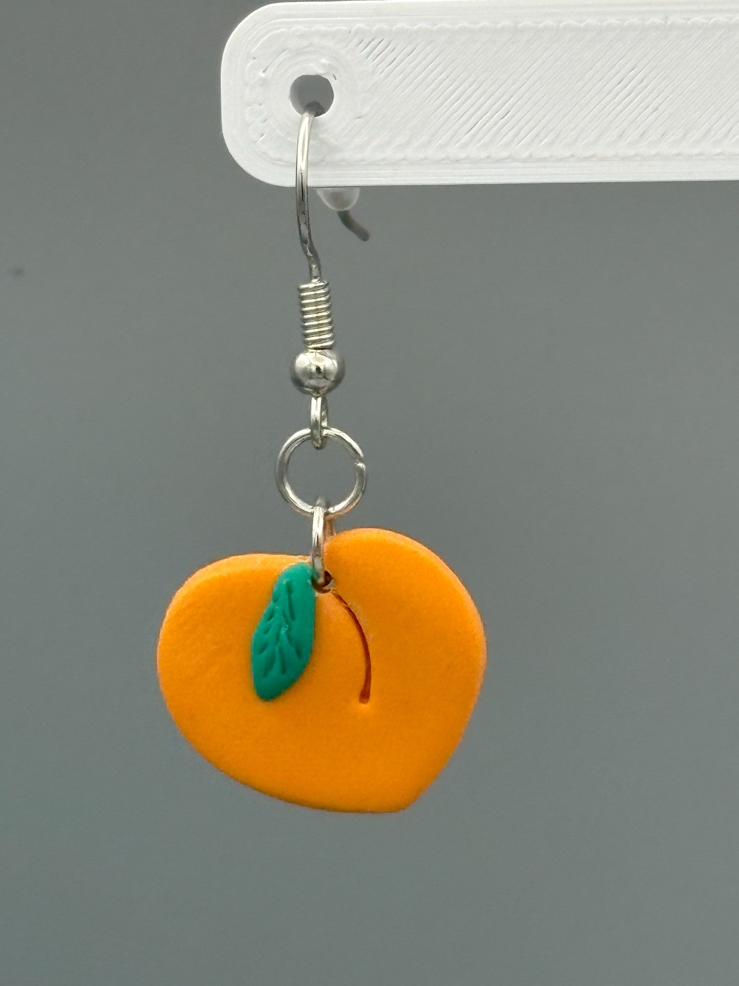 Peach Dangle Earrings - handcrafted polymer clay earrings by Lakeside Clay