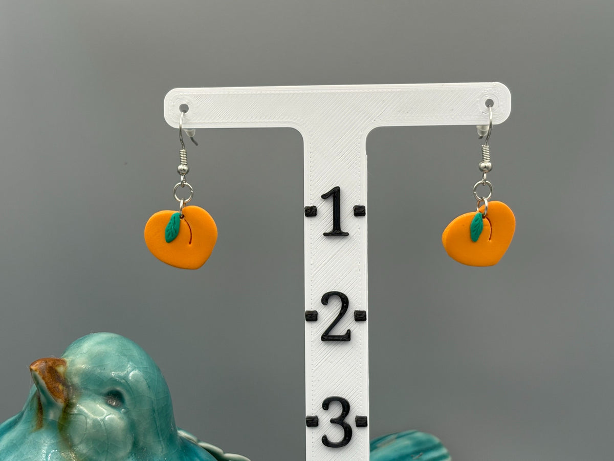 Peach Dangle Earrings - handcrafted polymer clay earrings by Lakeside Clay