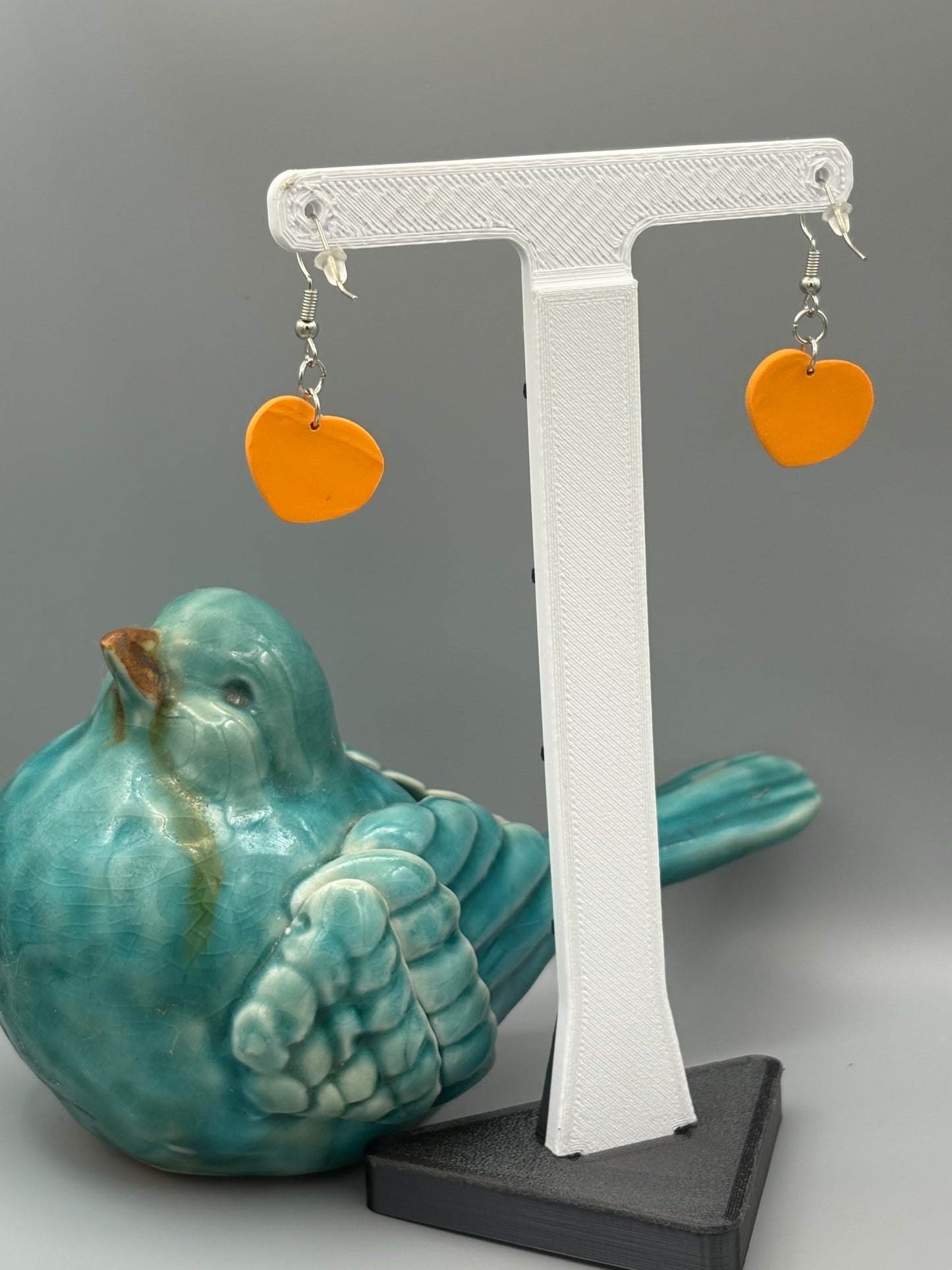 Peach Dangle Earrings - handcrafted polymer clay earrings by Lakeside Clay