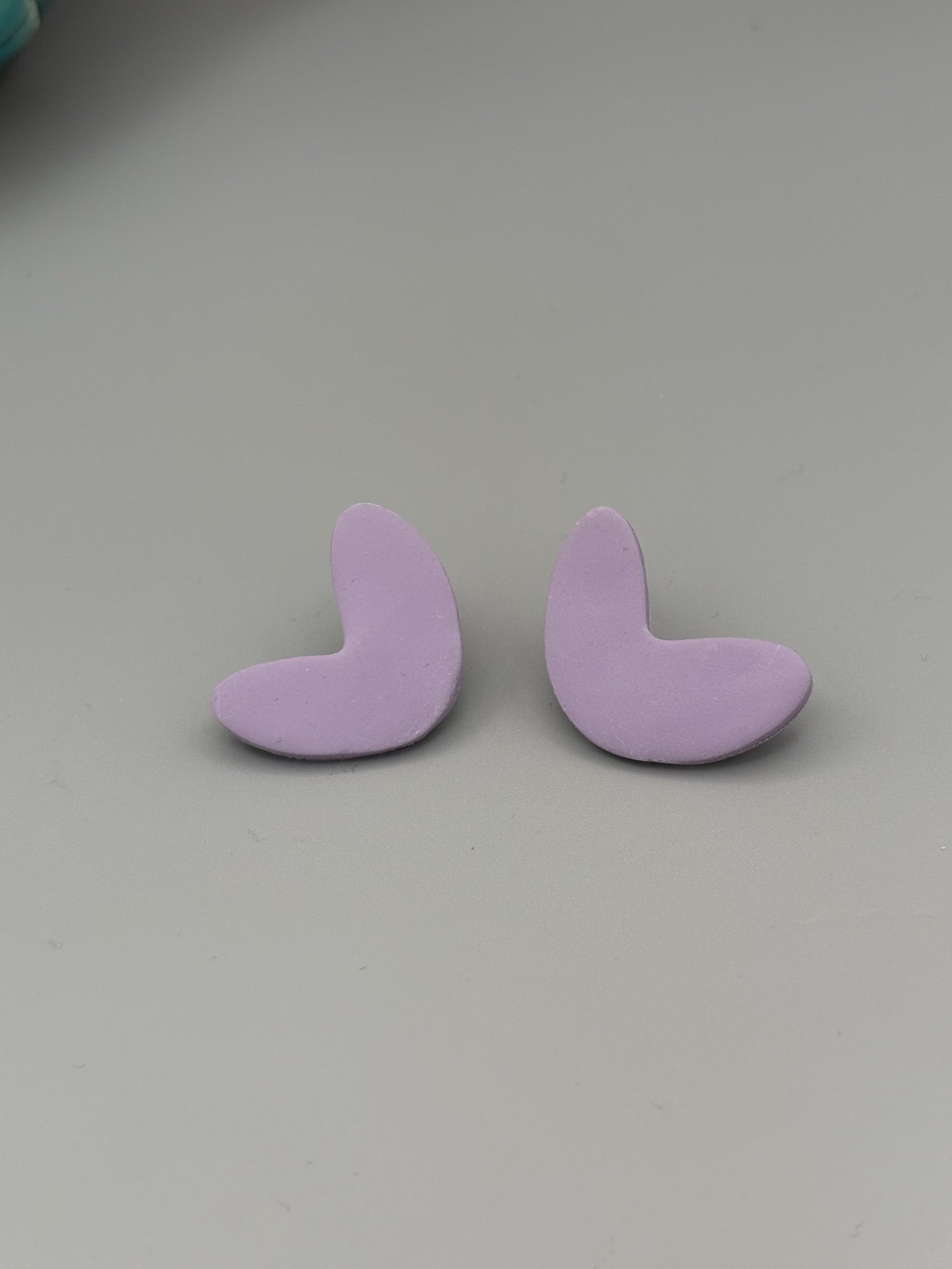 Lilac Curve Stud Earrings - handcrafted polymer clay earrings by Lakeside Clay