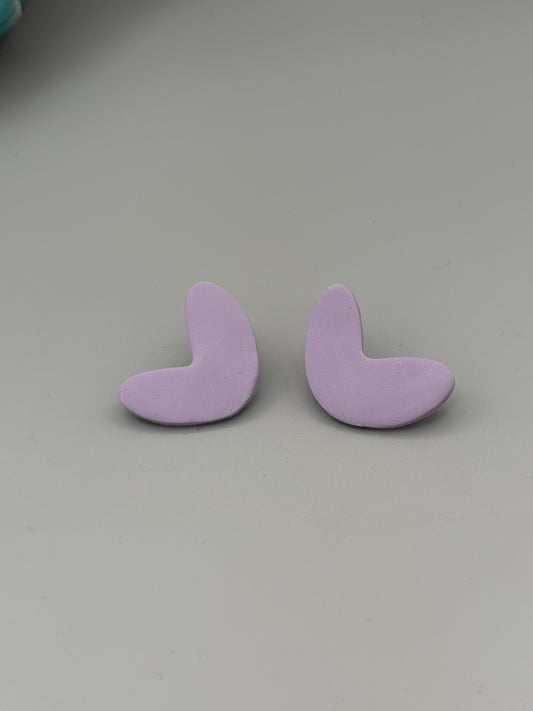 Lilac Curve Stud Earrings - handcrafted polymer clay earrings by Lakeside Clay