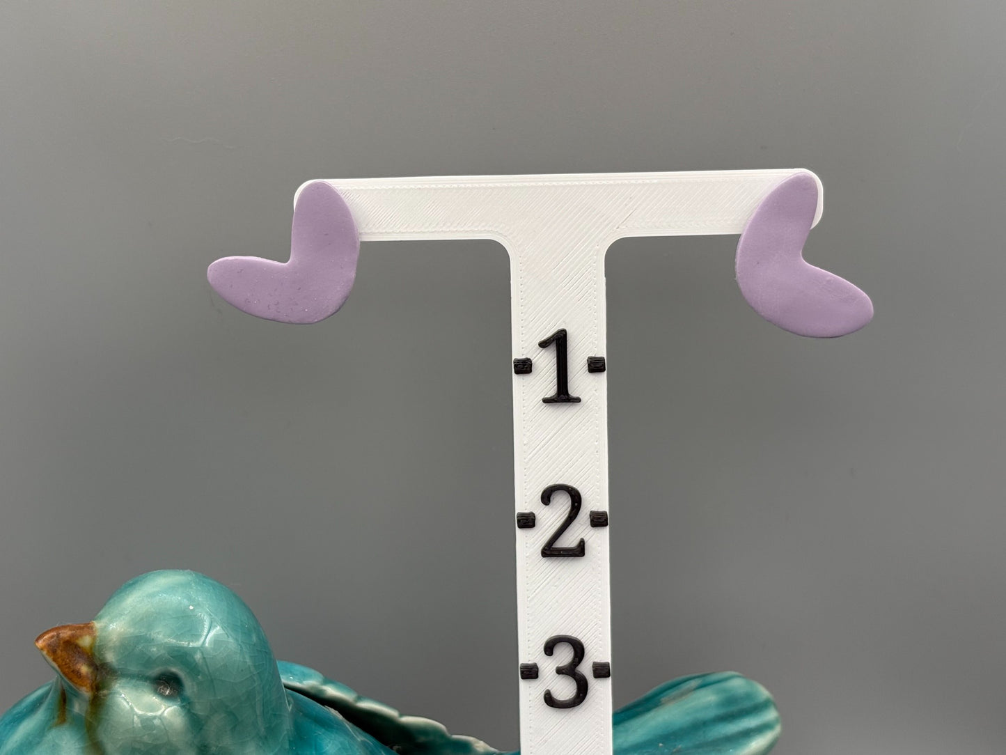 Lilac Curve Stud Earrings - handcrafted polymer clay earrings by Lakeside Clay