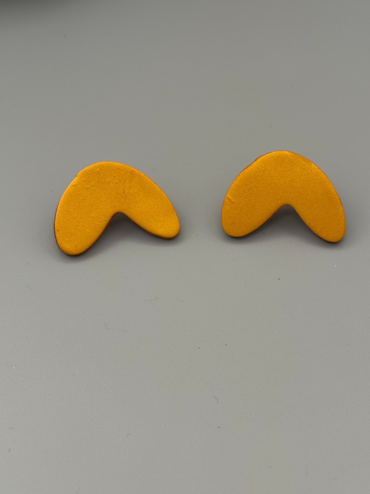Gold Curve Stud Earrings - handcrafted polymer clay earrings by Lakeside Clay