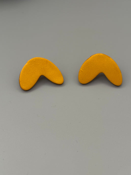 Gold Curve Stud Earrings - handcrafted polymer clay earrings by Lakeside Clay