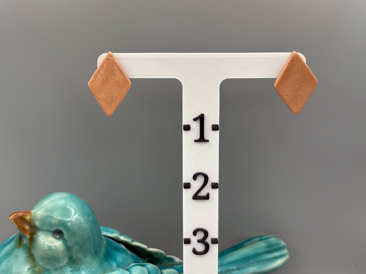 Bronze Diamond Stud Earrings - handcrafted polymer clay earrings by Lakeside Clay