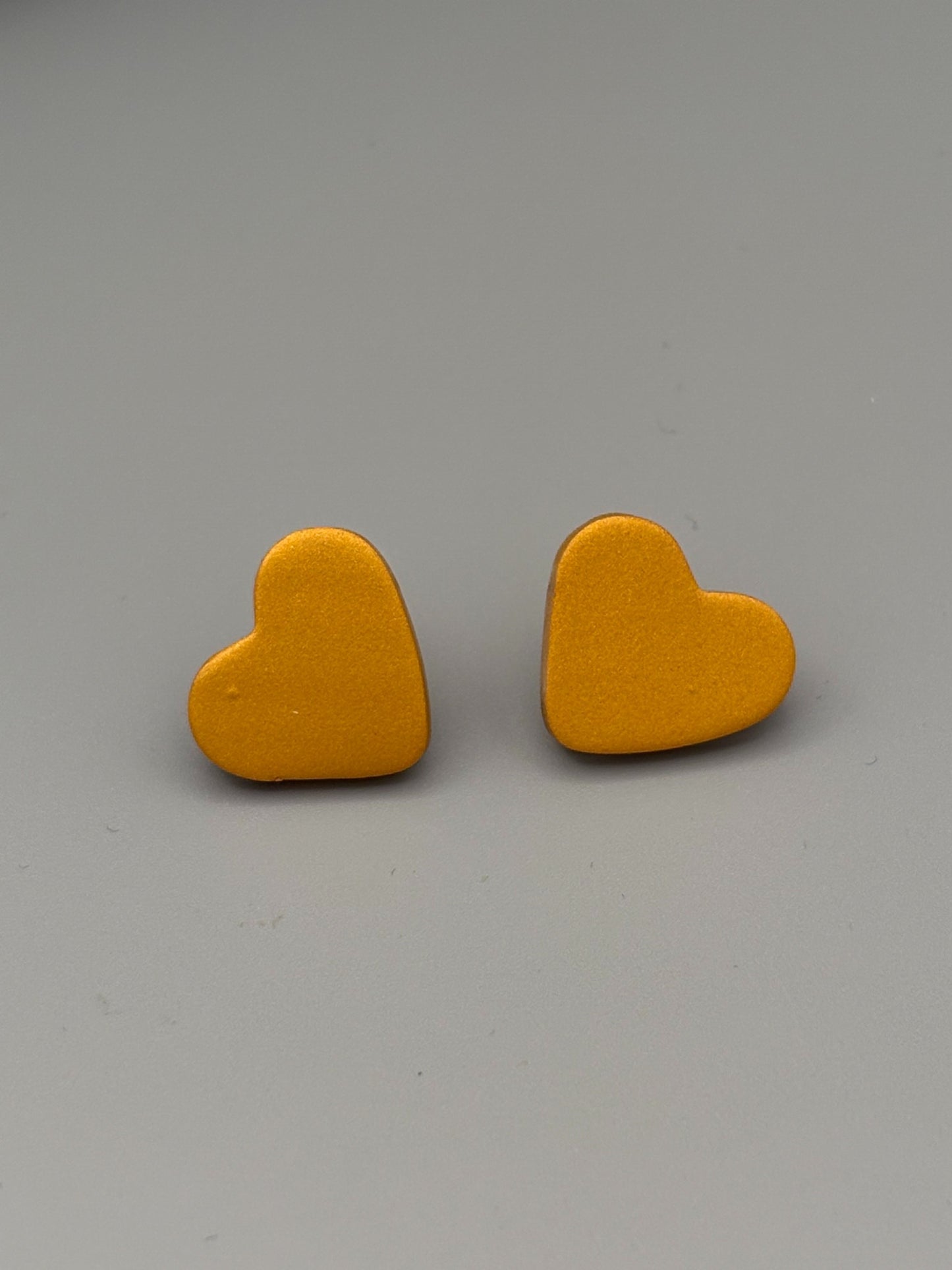Gold Heart Stud Earrings - handcrafted polymer clay earrings by Lakeside Clay