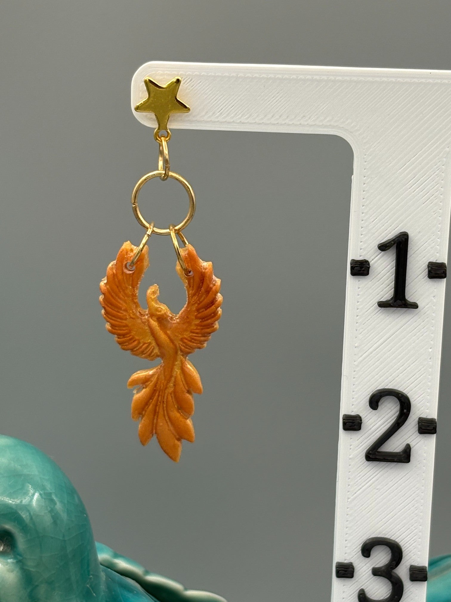 Golden Phoenix Earrings - handcrafted polymer clay earrings by Lakeside Clay