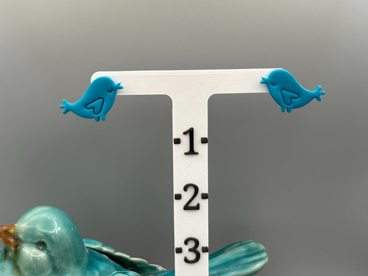 Teal Love Bird Stud Earrings - handcrafted polymer clay earrings by Lakeside Clay