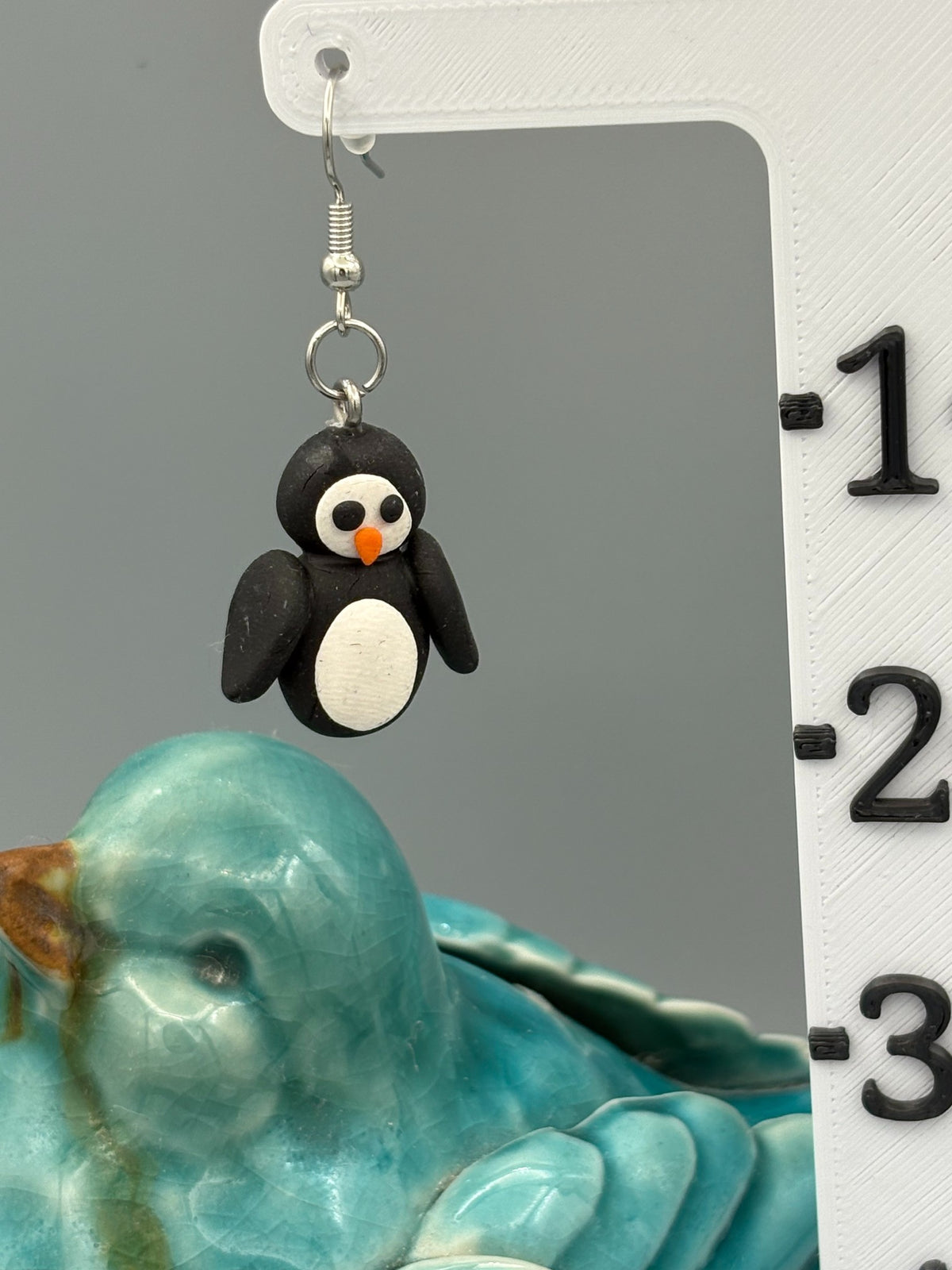 Penguin Dangle Earrings - handcrafted polymer clay earrings by Lakeside Clay